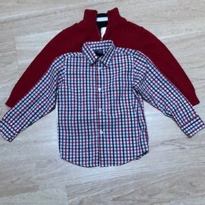 Boy’s NAUTICA Red 1/4 Zip Sweater & Shirt Set. Size 5.
